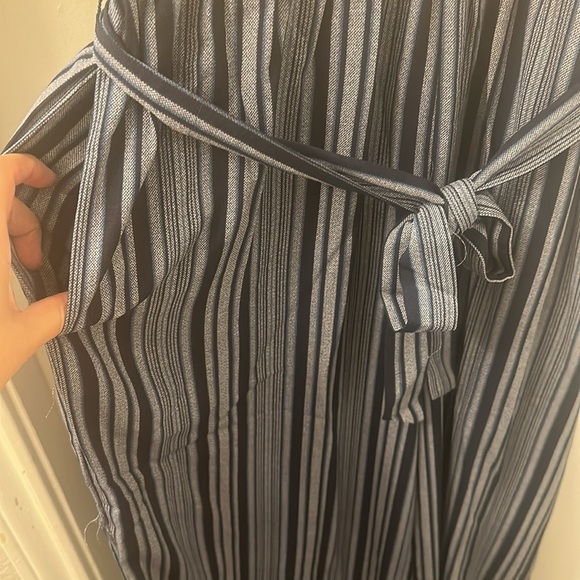 NWT Juniors' Lily Rose Button Front Paper Bag Jumpsuit
, Navy Stripe - Picture 8 of 16